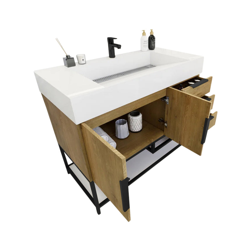 FS 60D inch Breton Floating Vanity White Oak Clear