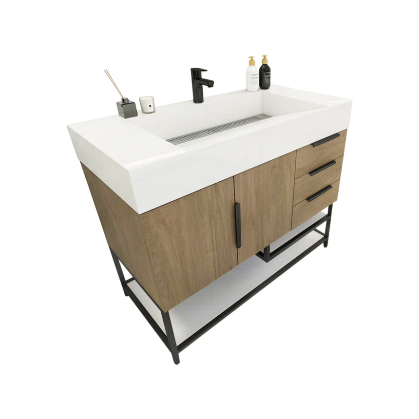 FS 60D inch Breton Floating Vanity White Oak Clear