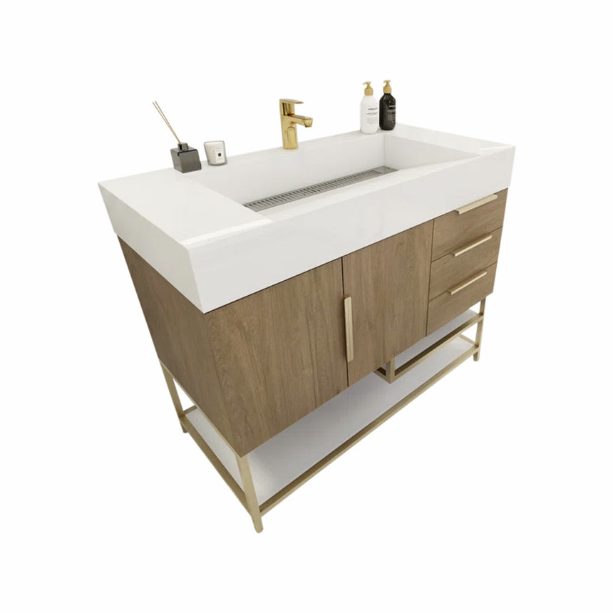 FS 60D inch Breton Floating Vanity White Oak Clear
