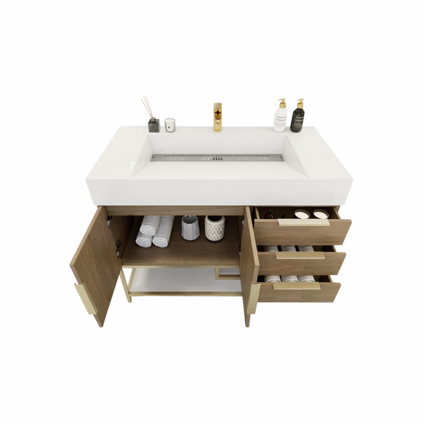 FS 60D inch Breton Floating Vanity White Oak Clear