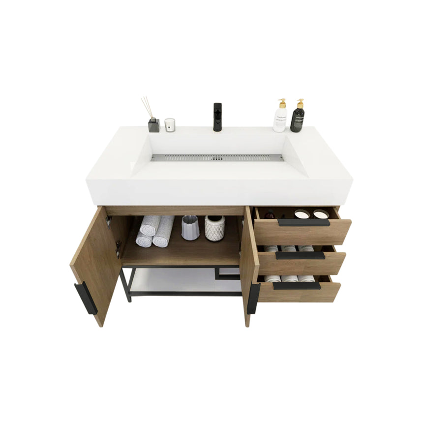 FS 60D inch Breton Floating Vanity White Oak Clear