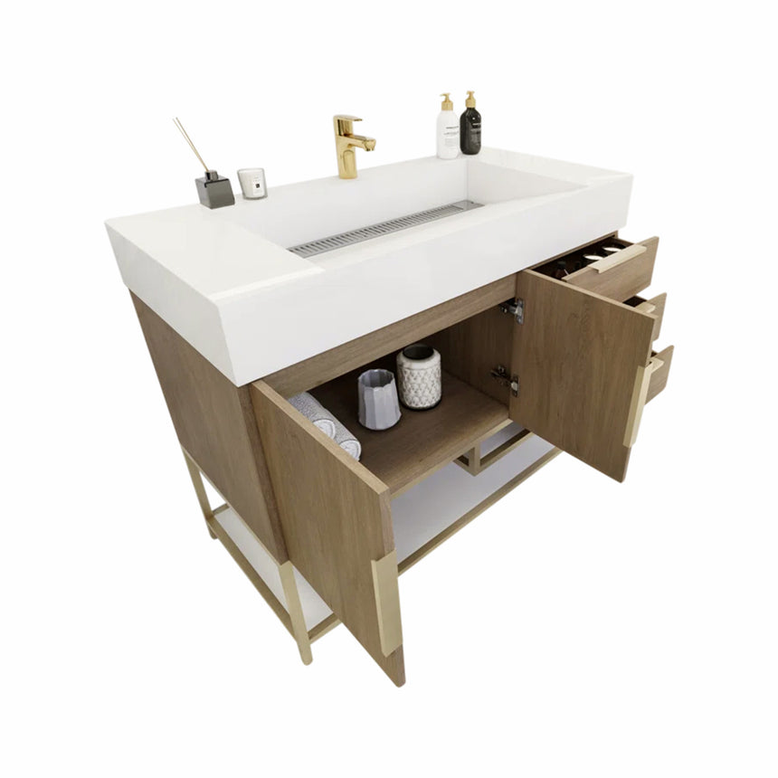 FS 60D inch Breton Floating Vanity White Oak Clear