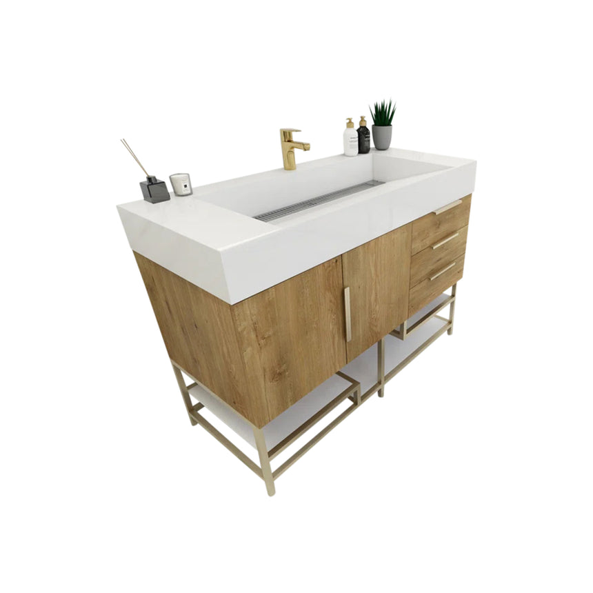 FS 60D inch Breton Floating Vanity White Oak Clear