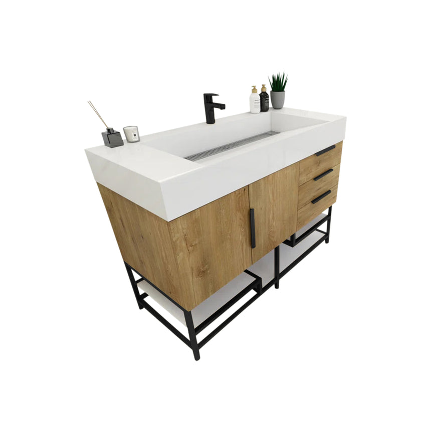 FS 60D inch Breton Floating Vanity White Oak Clear