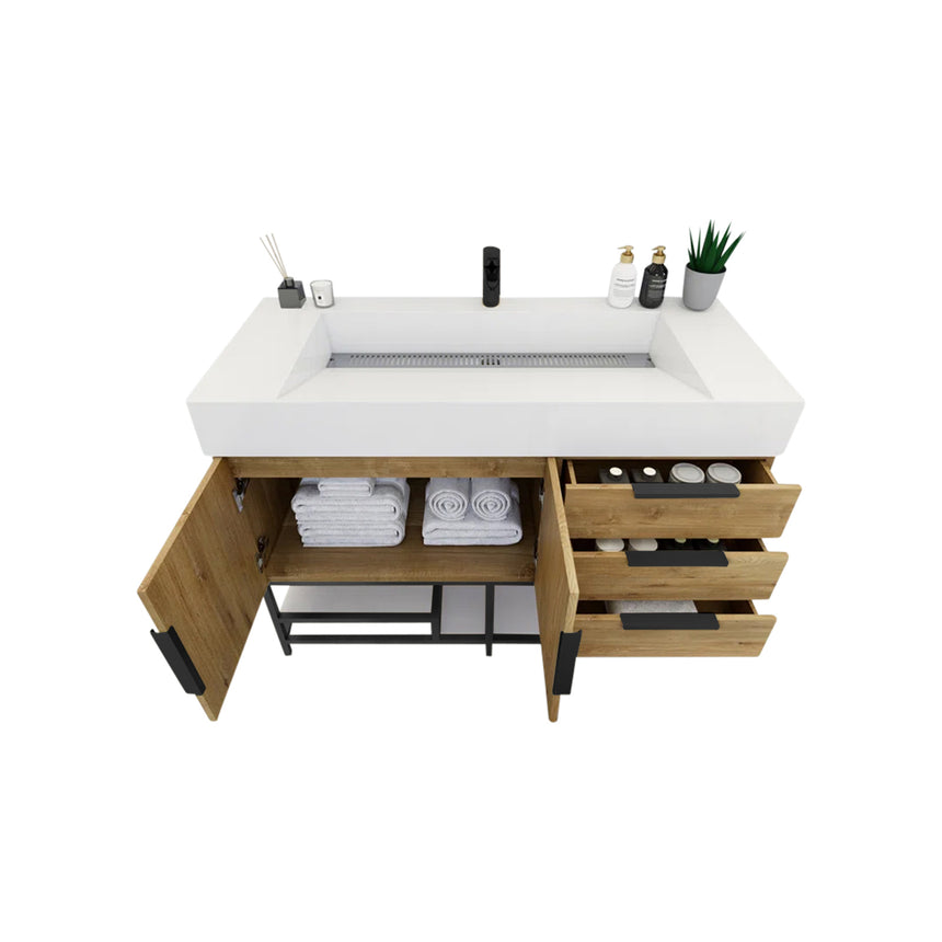 FS 60D inch Breton Floating Vanity White Oak Clear