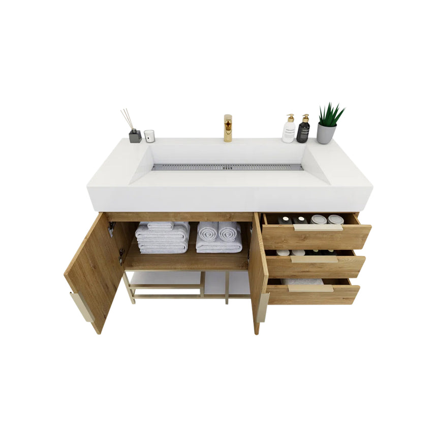 FS 60D inch Breton Floating Vanity White Oak Clear