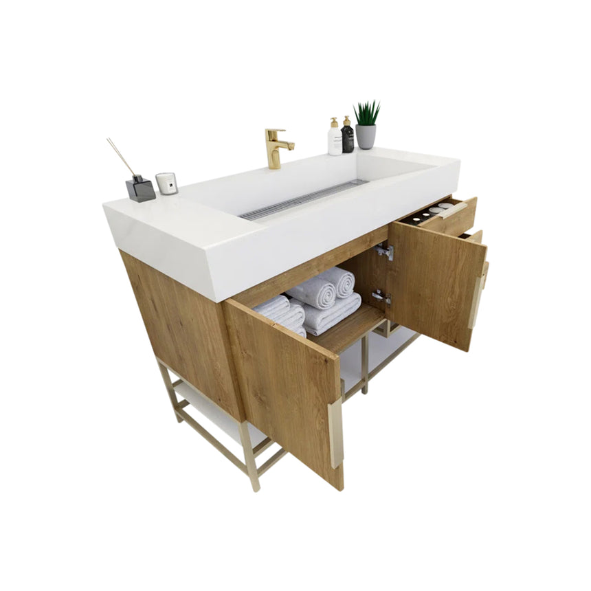 FS 60D inch Breton Floating Vanity White Oak Clear