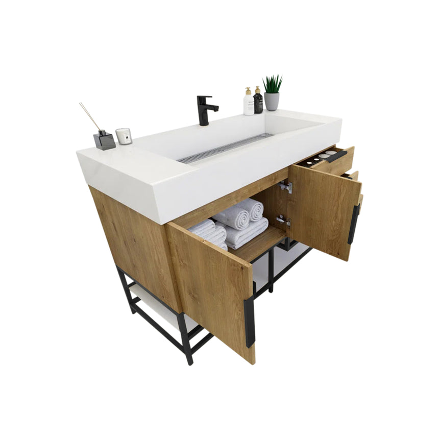 FS 60D inch Breton Floating Vanity White Oak Clear