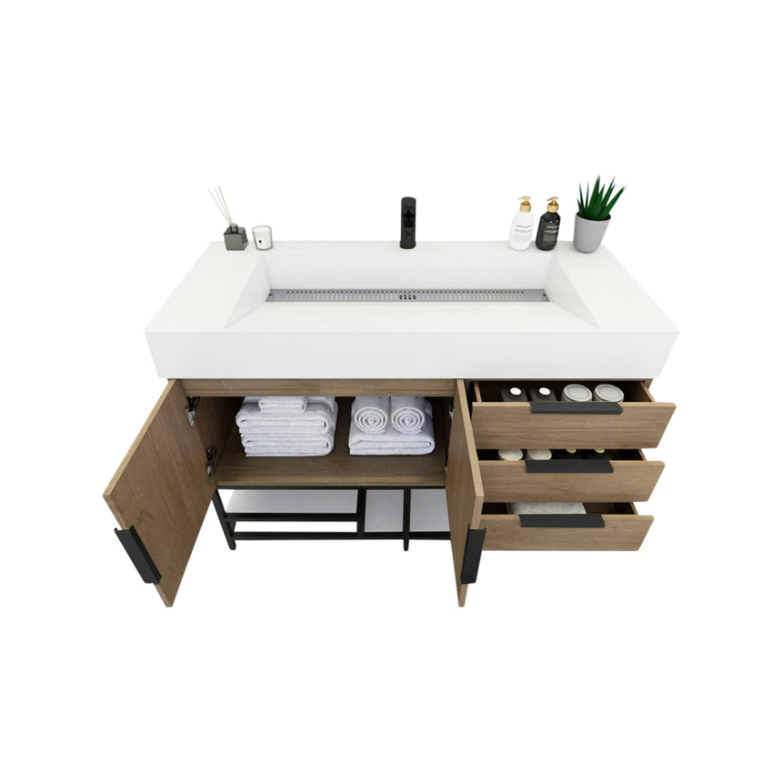 FS 60D inch Breton Floating Vanity White Oak Clear