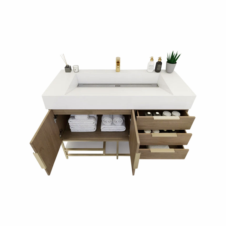 FS 60D inch Breton Floating Vanity White Oak Clear