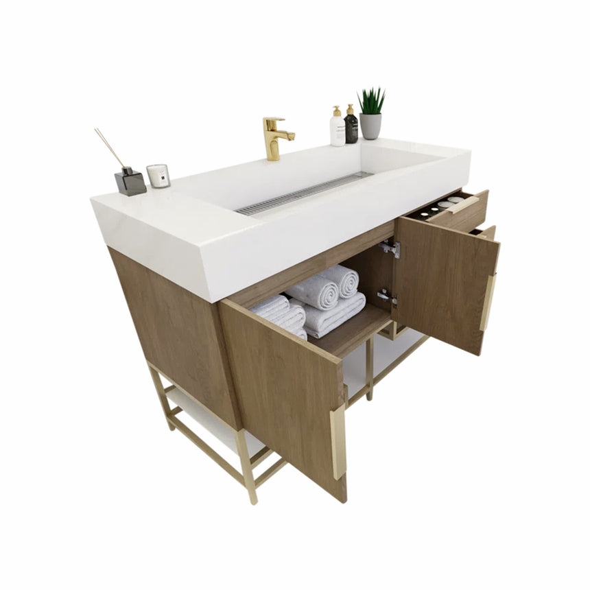 FS 60D inch Breton Floating Vanity White Oak Clear