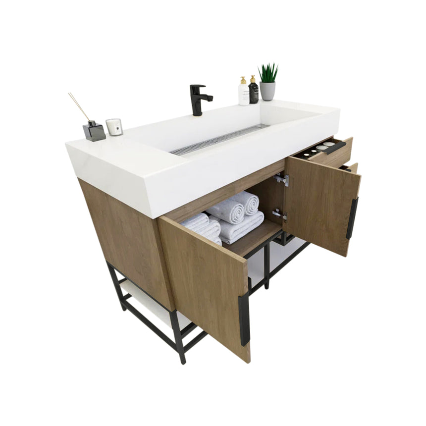 FS 60D inch Breton Floating Vanity White Oak Clear