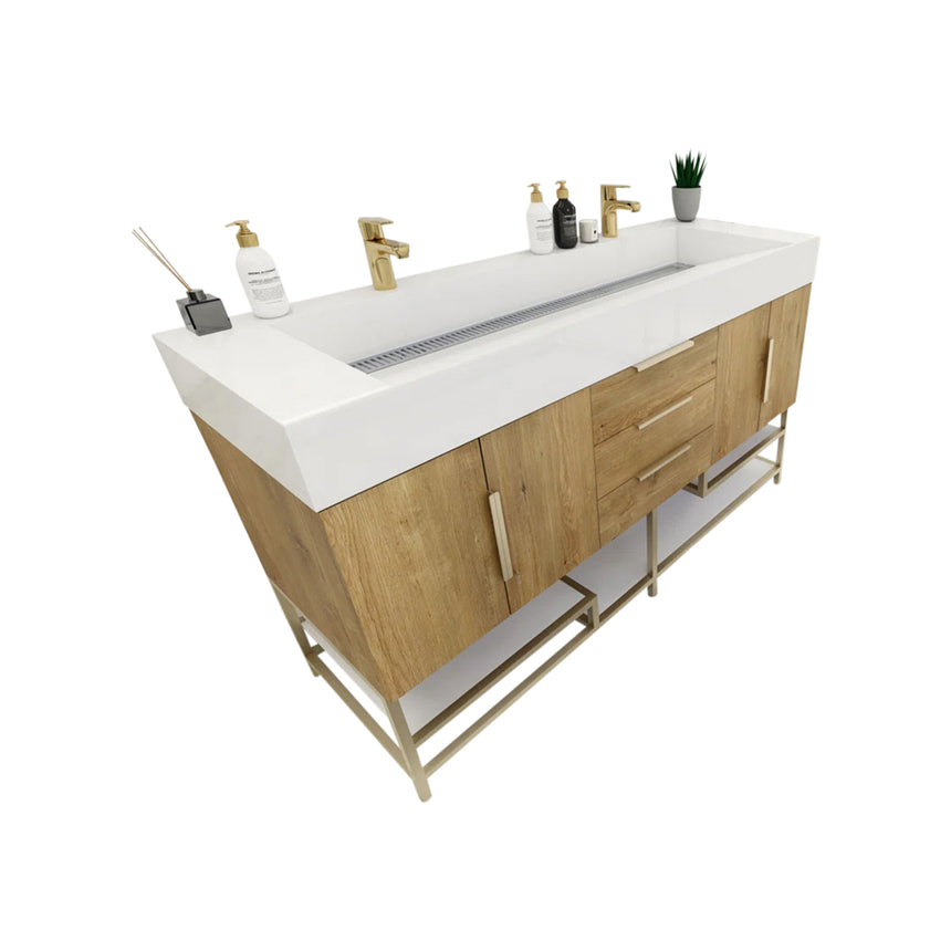 FS 60D inch Breton Floating Vanity White Oak Clear