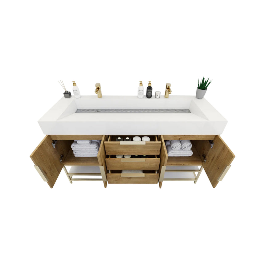 FS 60D inch Breton Floating Vanity White Oak Clear