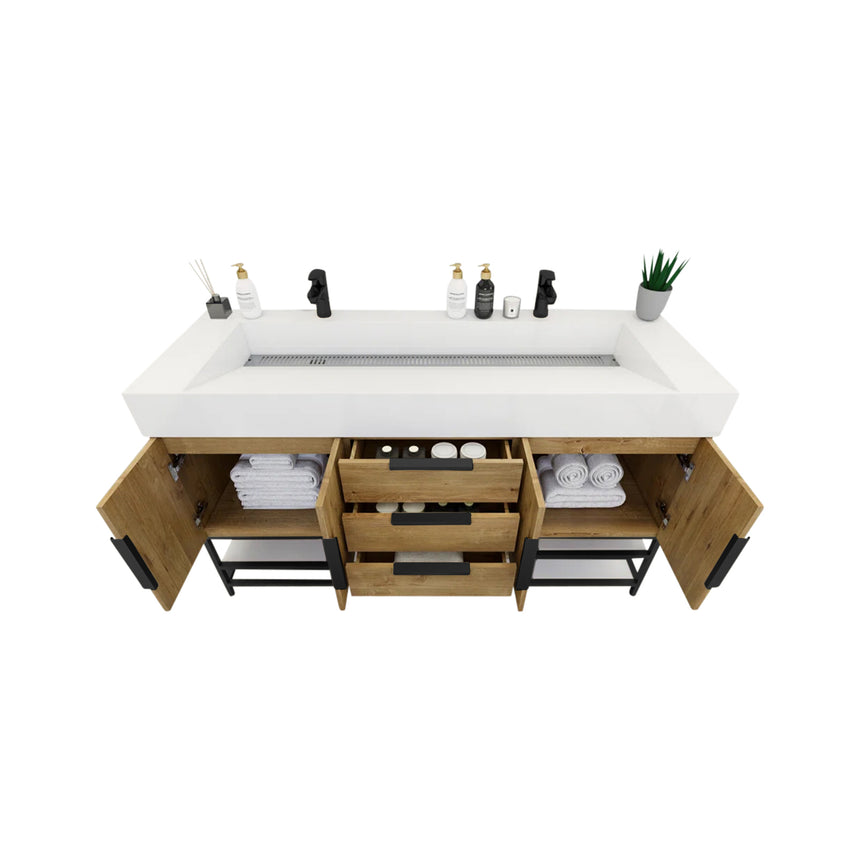 FS 60D inch Breton Floating Vanity White Oak Clear