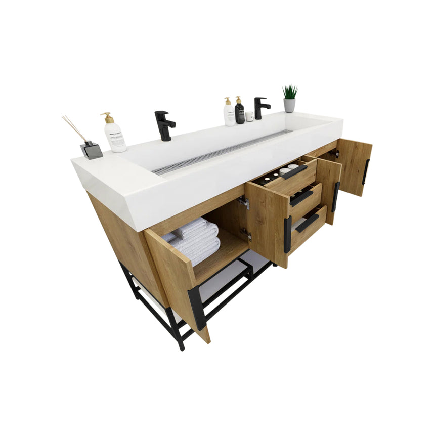 FS 60D inch Breton Floating Vanity White Oak Clear