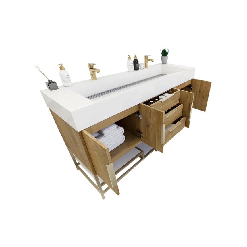 FS 60D inch Breton Floating Vanity White Oak Clear