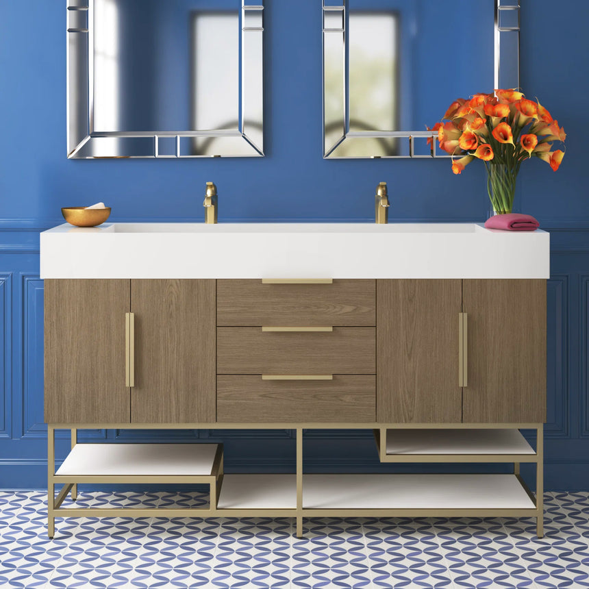 FS 60D inch Breton Floating Vanity White Oak Clear