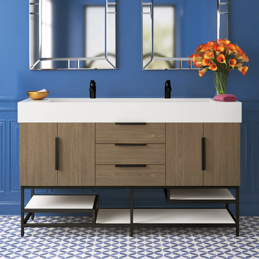 FS 60D inch Breton Floating Vanity White Oak Clear