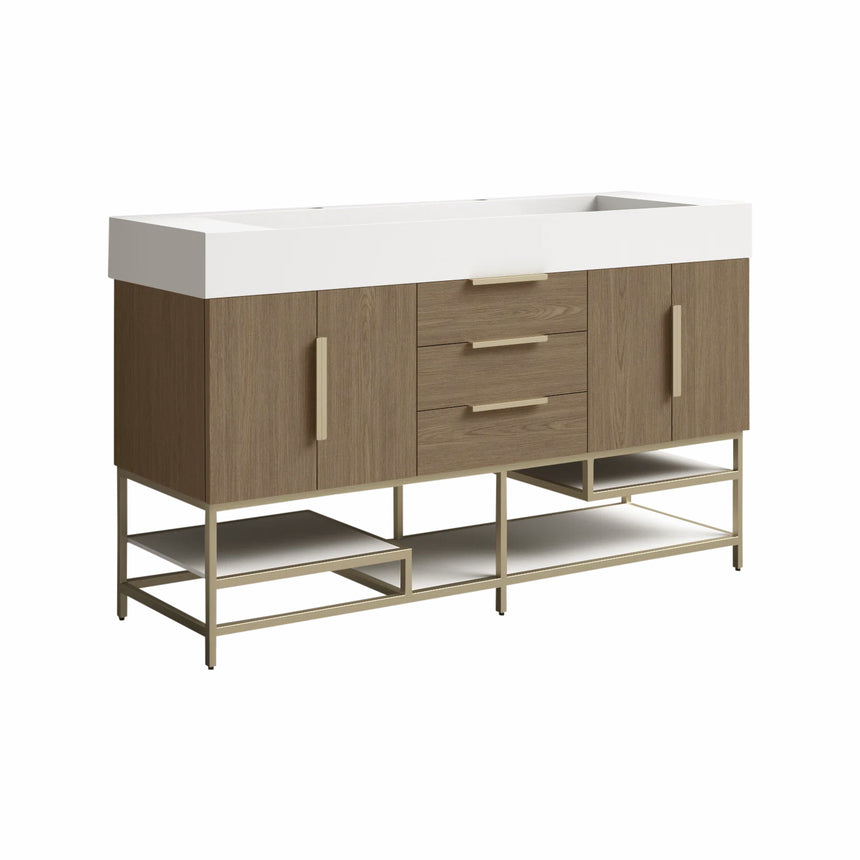 FS 60D inch Breton Floating Vanity White Oak Clear