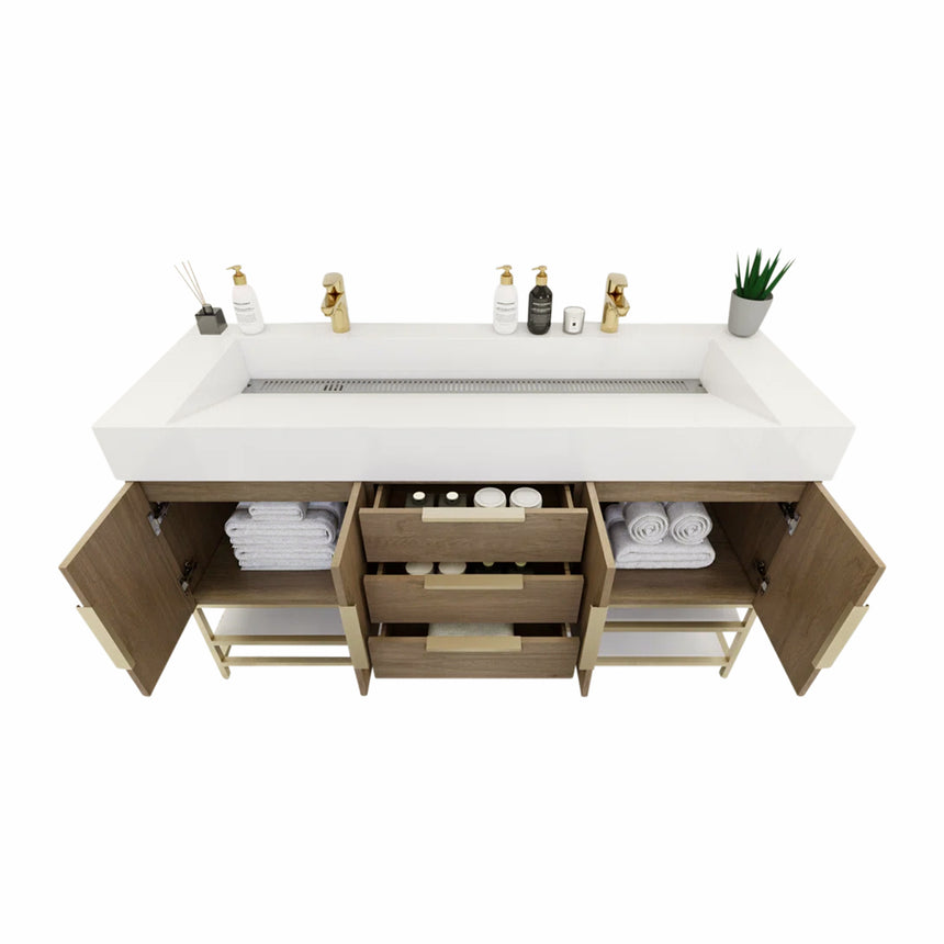 FS 60D inch Breton Floating Vanity White Oak Clear