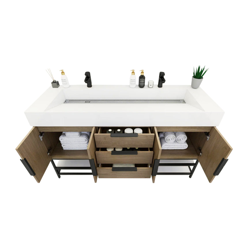 FS 60D inch Breton Floating Vanity White Oak Clear