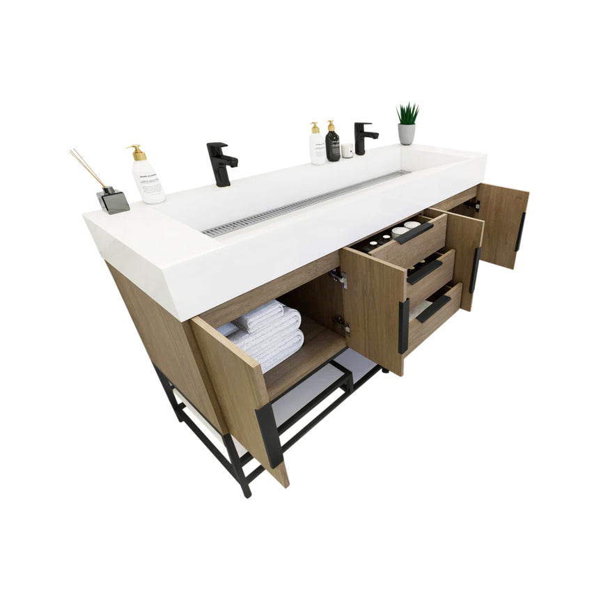 FS 60D inch Breton Floating Vanity White Oak Clear