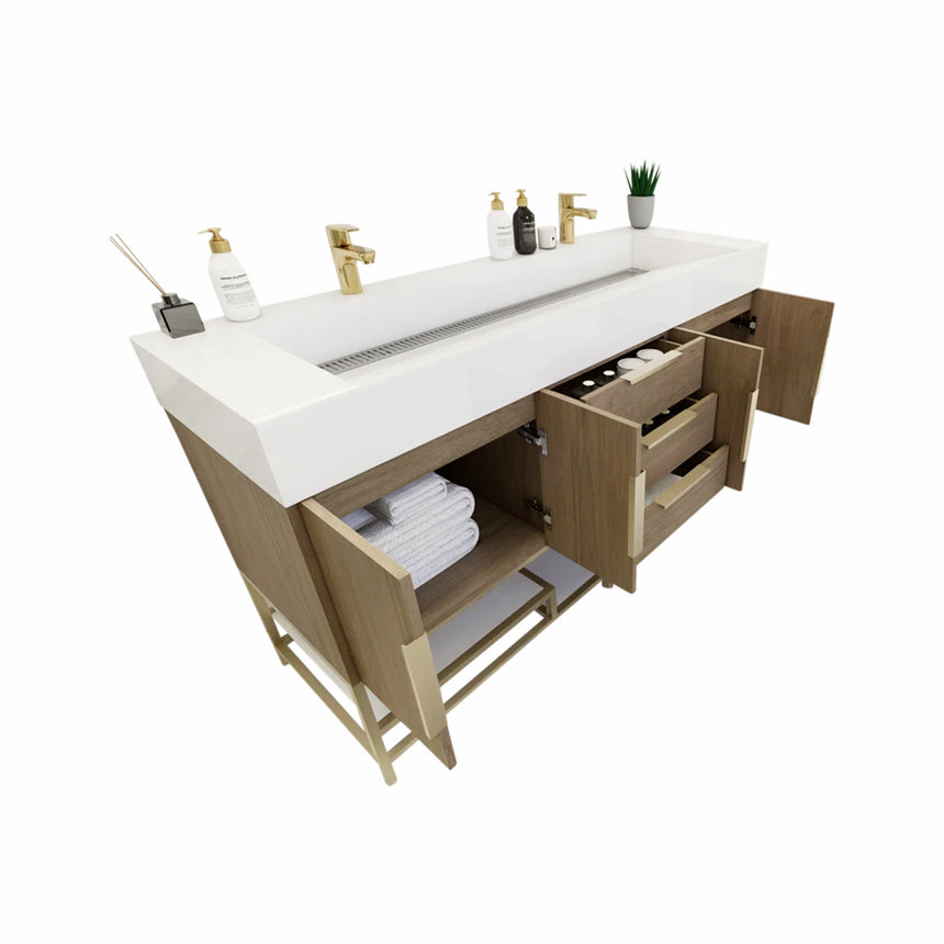 FS 60D inch Breton Floating Vanity White Oak Clear
