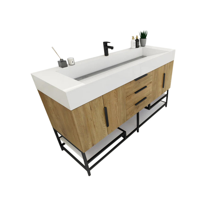 FS 60D inch Breton Floating Vanity White Oak Clear