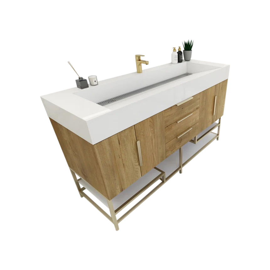FS 60D inch Breton Floating Vanity White Oak Clear