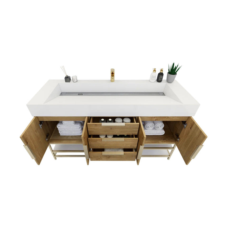 FS 60D inch Breton Floating Vanity White Oak Clear