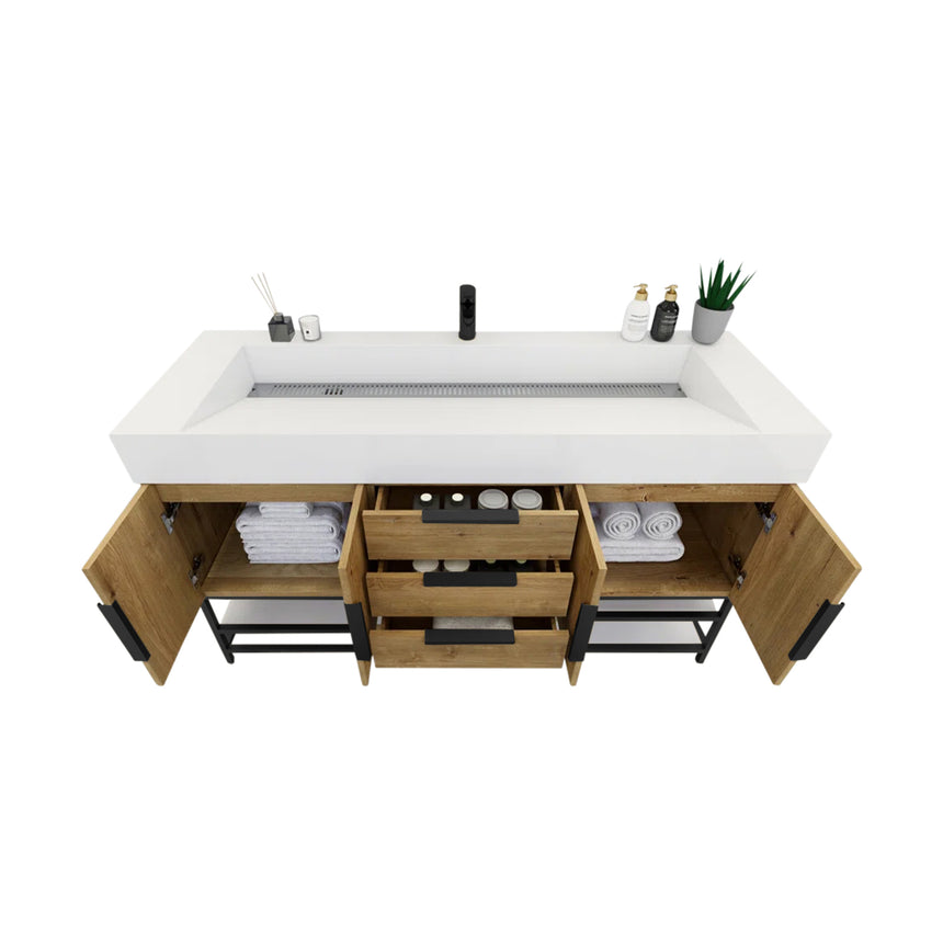 FS 60D inch Breton Floating Vanity White Oak Clear