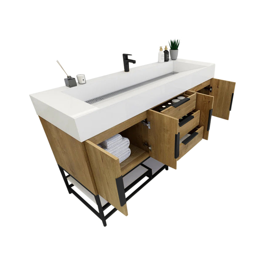 FS 60D inch Breton Floating Vanity White Oak Clear