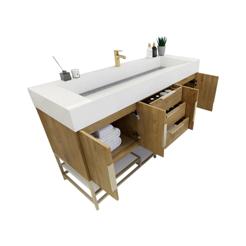 FS 60D inch Breton Floating Vanity White Oak Clear