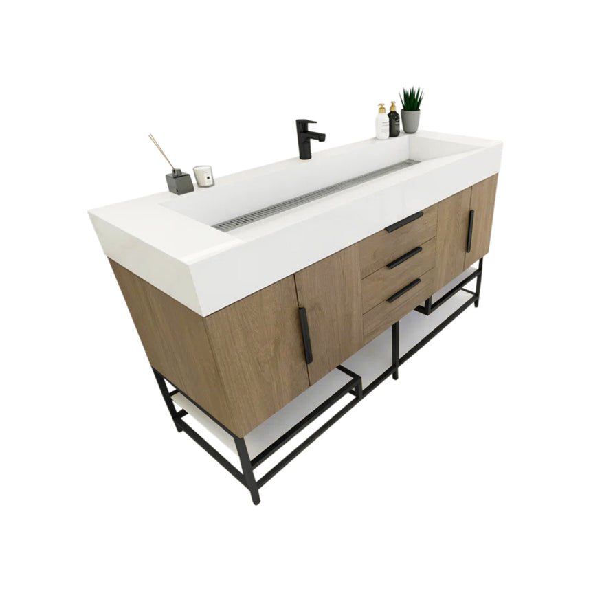 FS 60D inch Breton Floating Vanity White Oak Clear