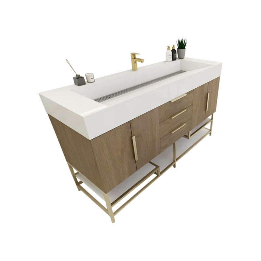 FS 60D inch Breton Floating Vanity White Oak Clear