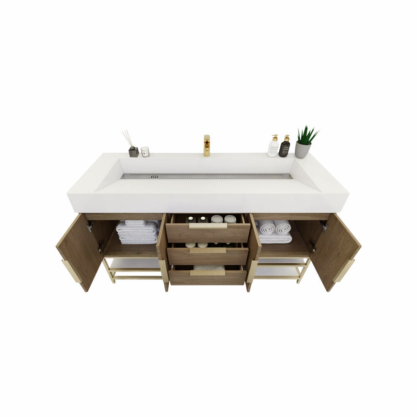 FS 60D inch Breton Floating Vanity White Oak Clear