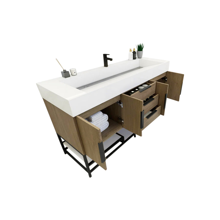 FS 60D inch Breton Floating Vanity White Oak Clear