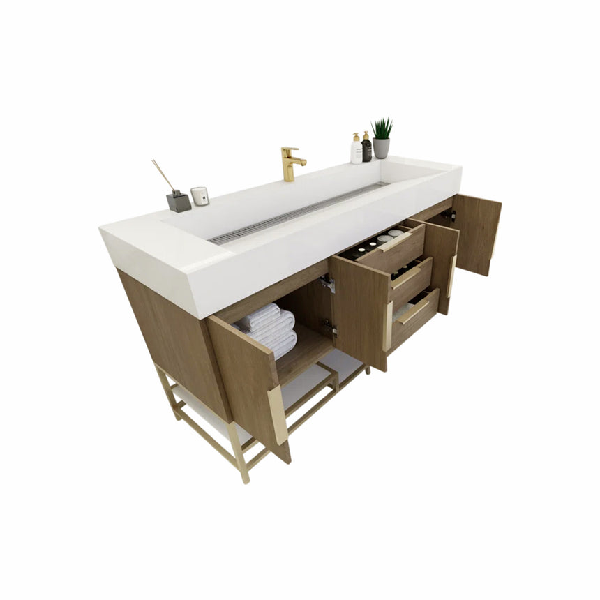 FS 60D inch Breton Floating Vanity White Oak Clear