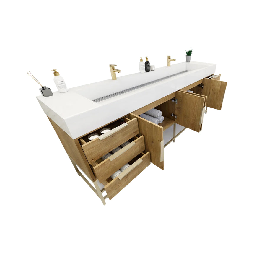 FS 60D inch Breton Floating Vanity White Oak Clear