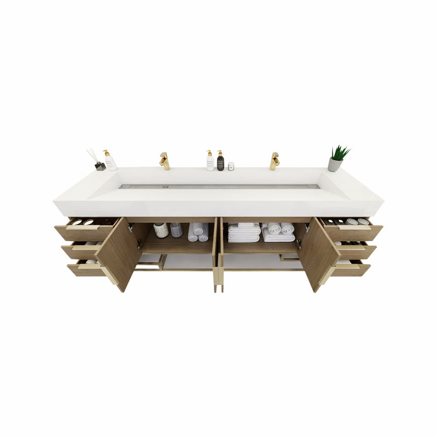 FS 60D inch Breton Floating Vanity White Oak Clear