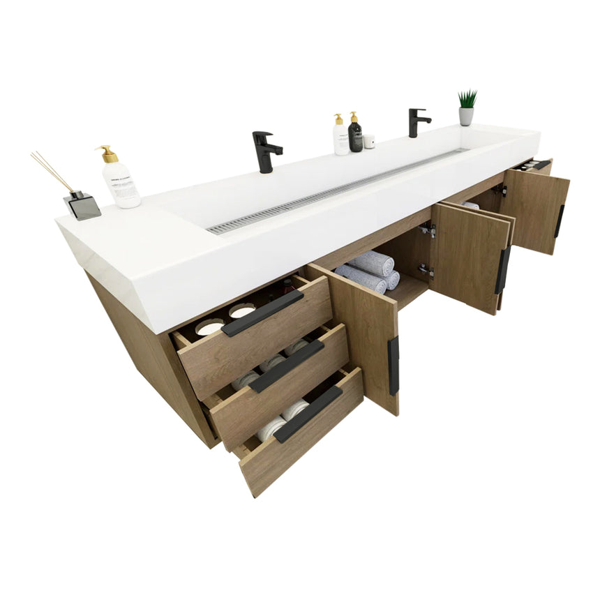 FS 60D inch Breton Floating Vanity White Oak Clear