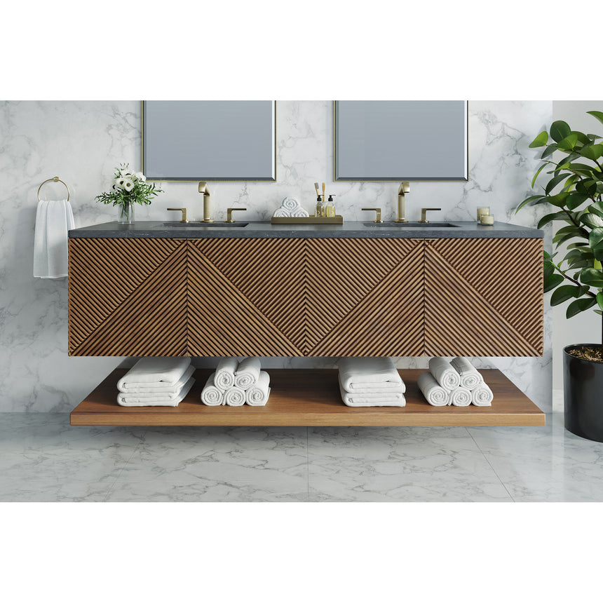 72 inch Leuven Floating Vanity Charcoal Soapstone Top