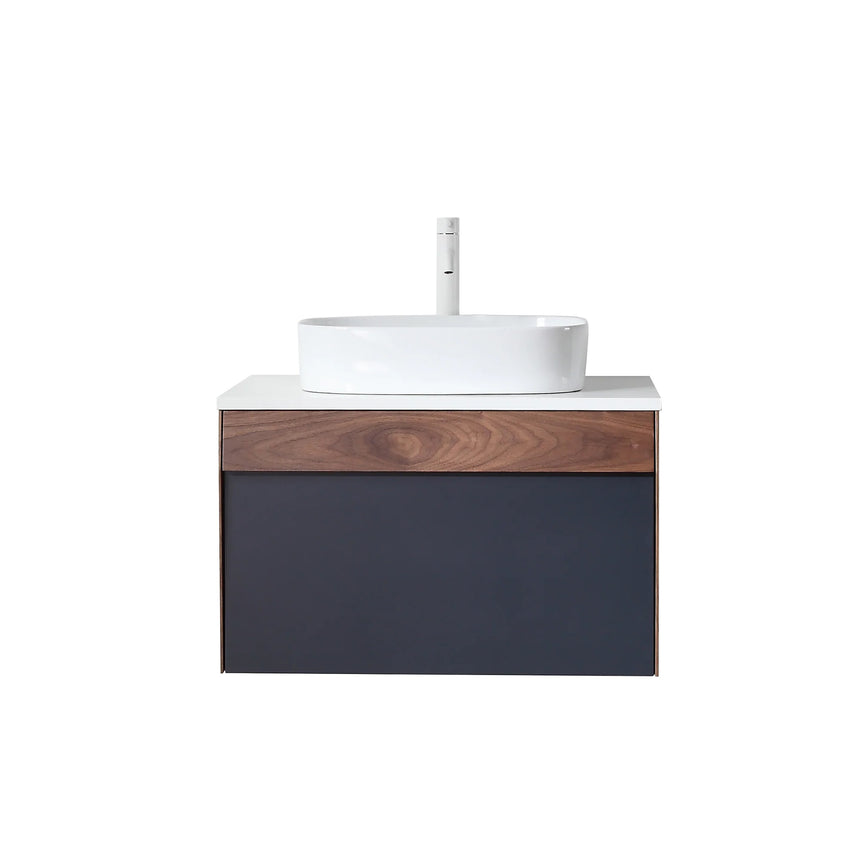 55 inch Dayden Floating Vanity Vessel Sink Dark Blue