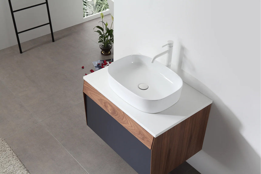 55 inch Dayden Floating Vanity Vessel Sink Dark Blue