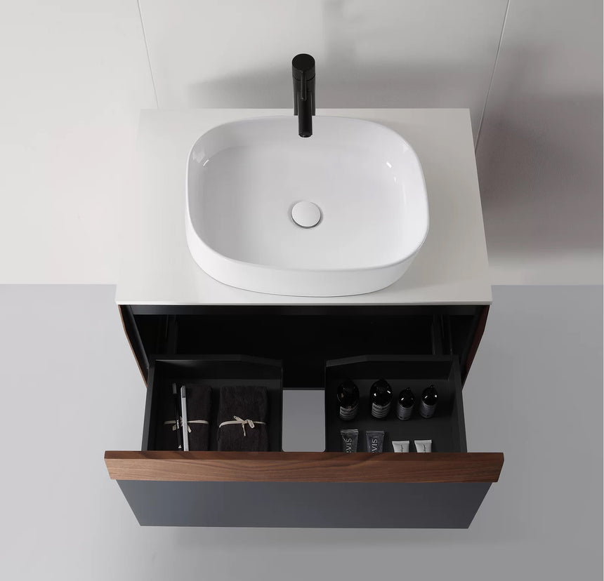 55 inch Dayden Floating Vanity Vessel Sink Dark Blue