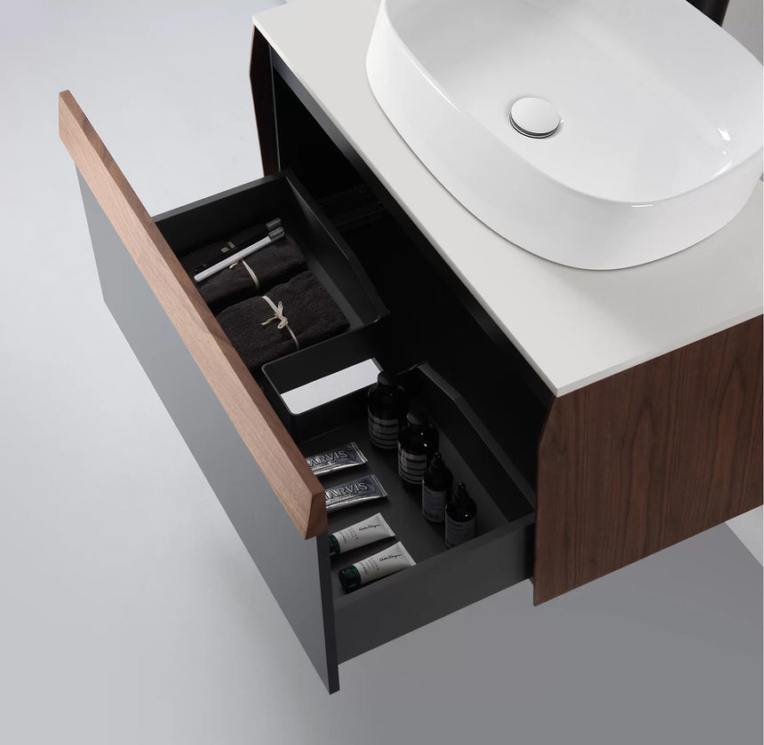 55 inch Dayden Floating Vanity Vessel Sink Dark Blue