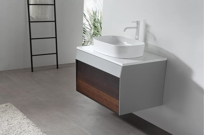 55 inch Dayden Floating Vanity Vessel Sink Dark Blue