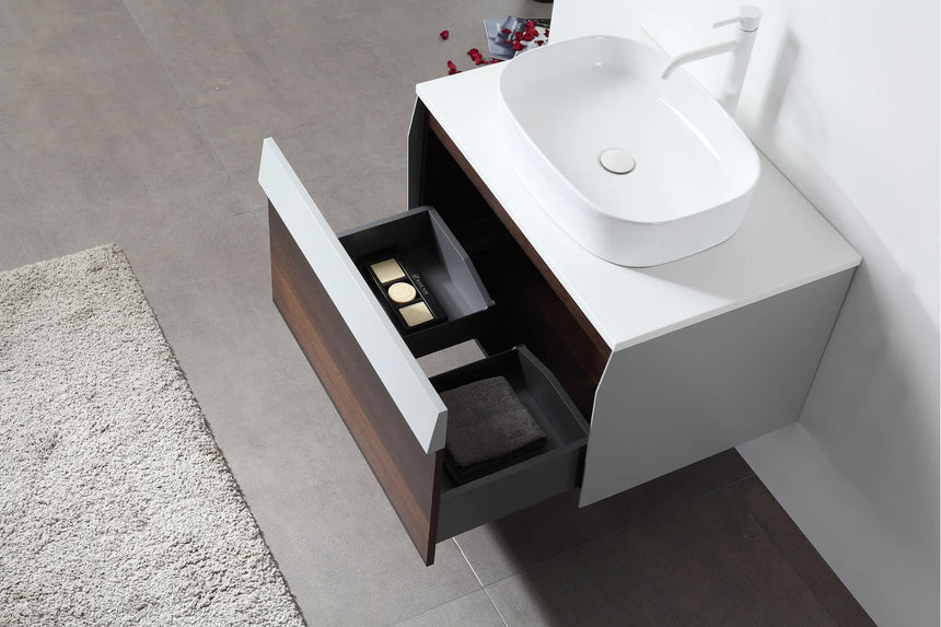 55 inch Dayden Floating Vanity Vessel Sink Dark Blue