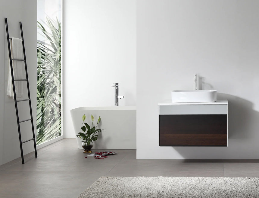 55 inch Dayden Floating Vanity Vessel Sink Dark Blue